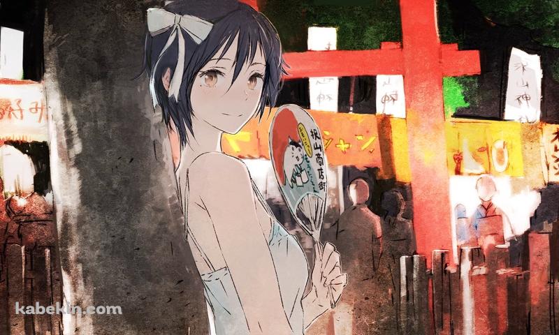 お祭りの屋台の近くで団扇を持つ鶫誠士郎 / ニセコイの壁紙(800px x 480px) 高画質 PC・デスクトップ用