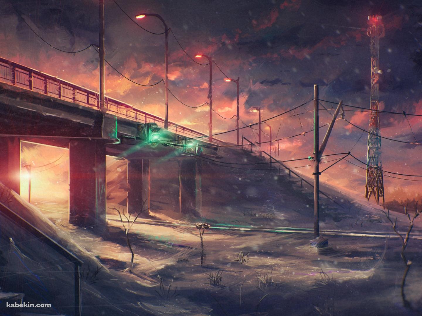 荒廃した世界 / 赤と白の鉄塔 / 枯れ木の壁紙(1440px x 1080px) 高画質 PC・デスクトップ用