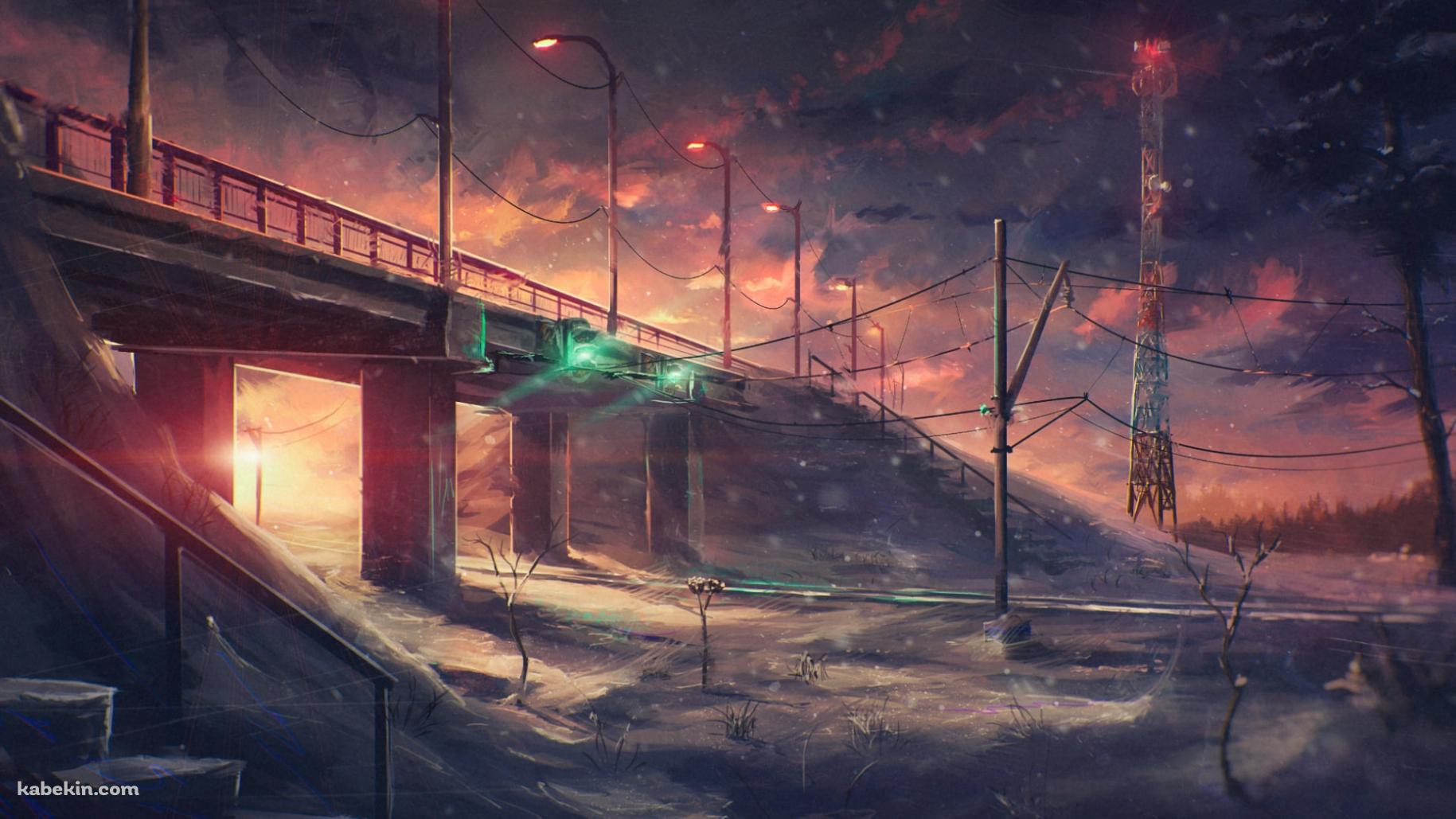 荒廃した世界 / 赤と白の鉄塔 / 枯れ木の壁紙(1829px x 1029px) 高画質 PC・デスクトップ用