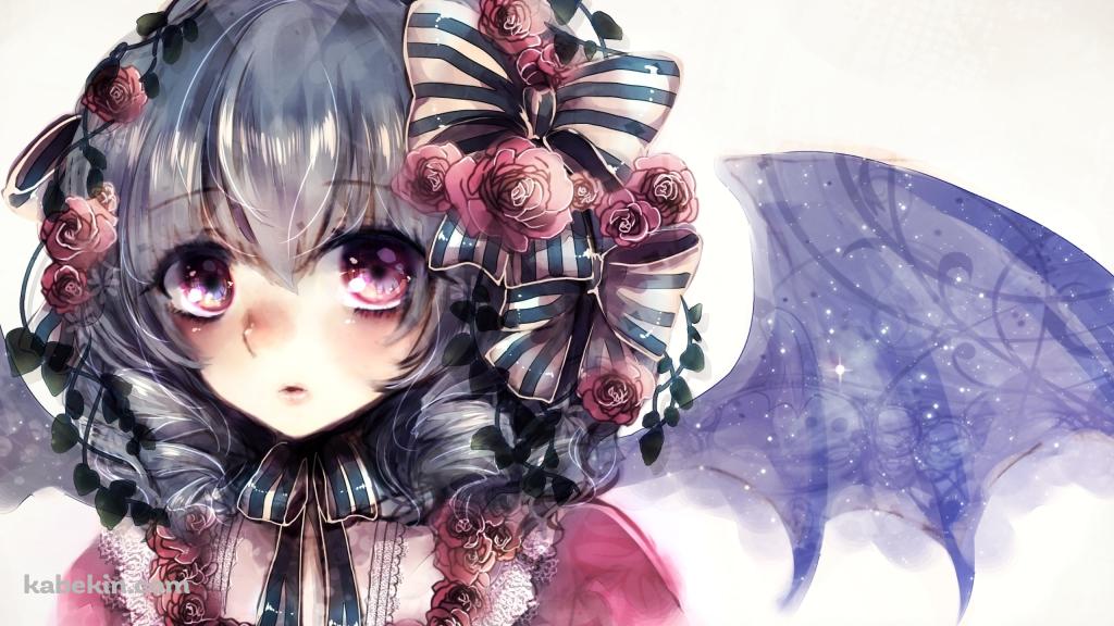 薔薇の装飾をつけたレミリア・スカーレット / 東方の壁紙(1024px x 576px) 高画質 PC・デスクトップ用