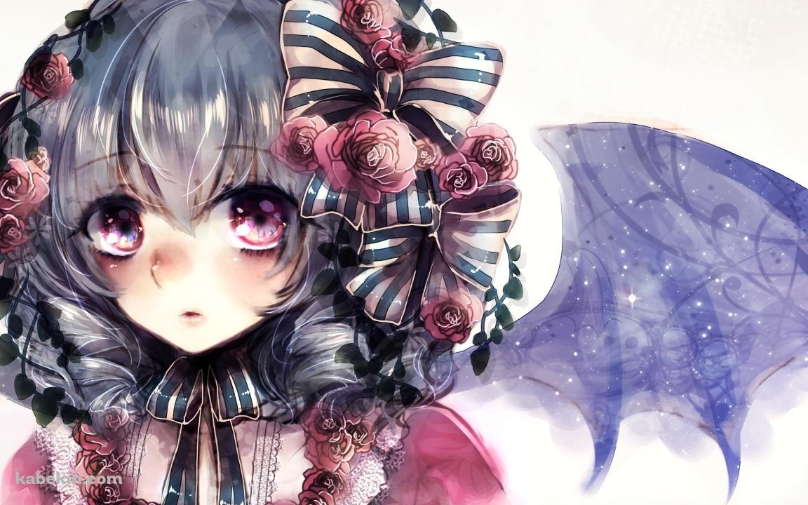 薔薇の装飾をつけたレミリア・スカーレット / 東方の壁紙(1152px x 720px) 高画質 PC・デスクトップ用