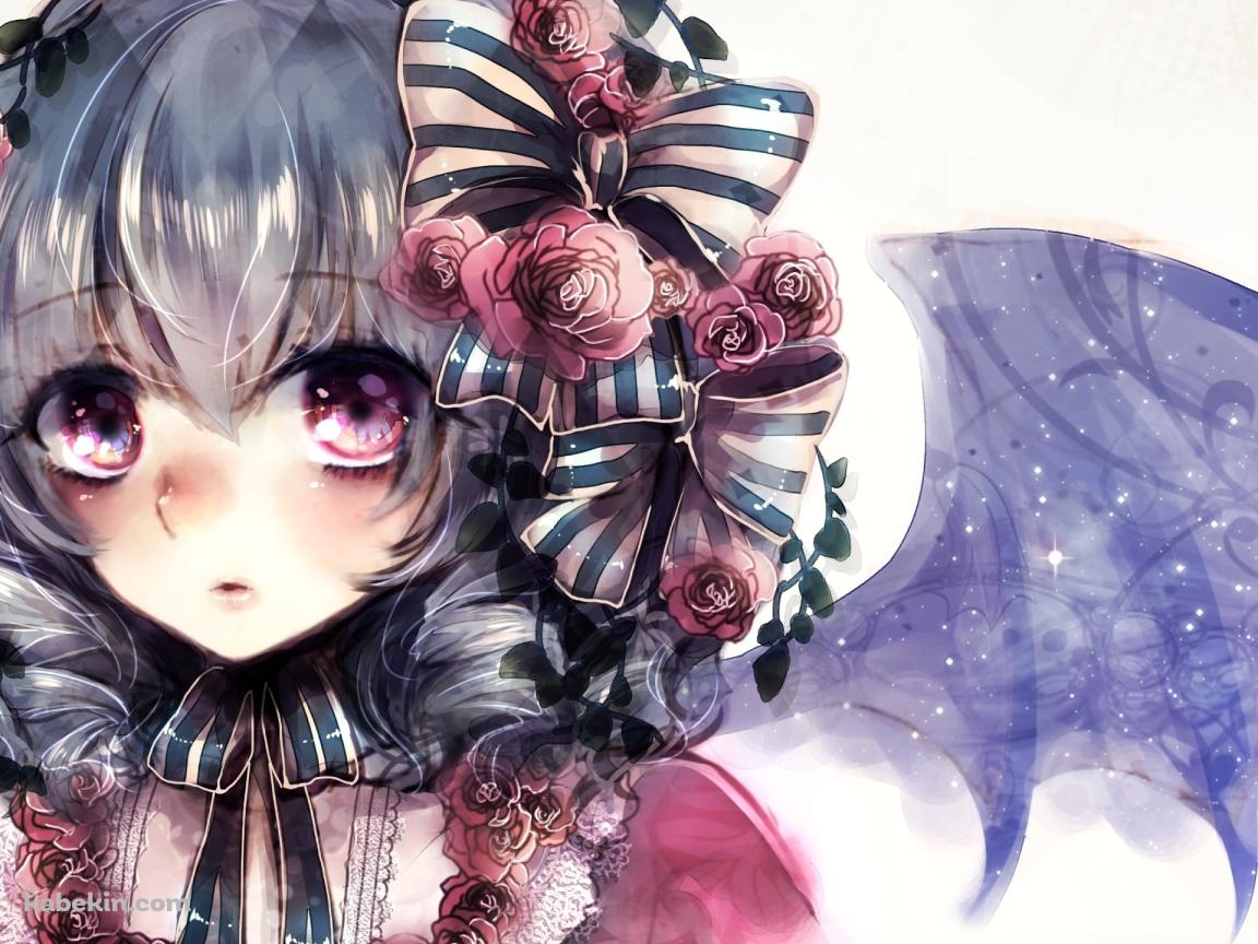 薔薇の装飾をつけたレミリア・スカーレット / 東方の壁紙(1152px x 864px) 高画質 PC・デスクトップ用