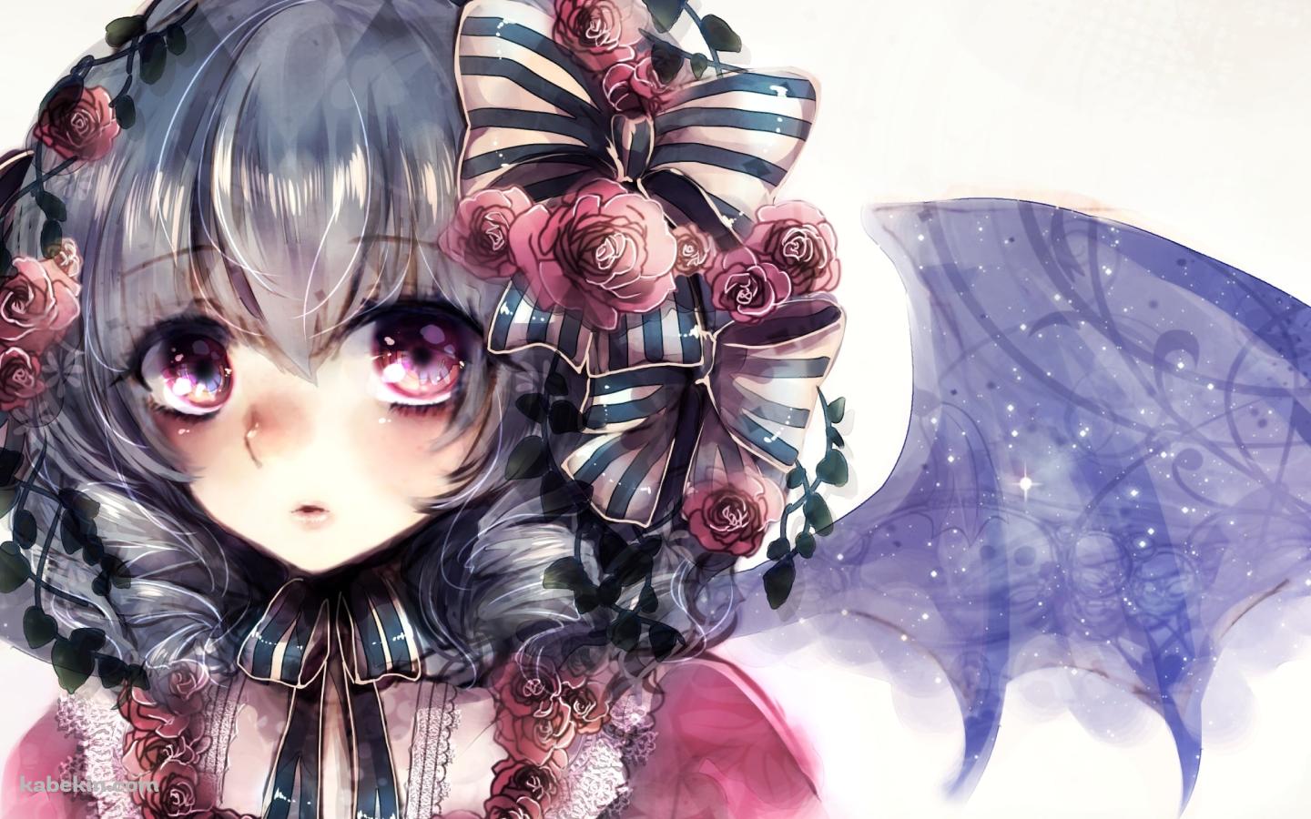薔薇の装飾をつけたレミリア・スカーレット / 東方の壁紙(1440px x 900px) 高画質 PC・デスクトップ用