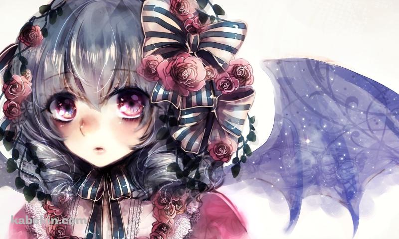 薔薇の装飾をつけたレミリア・スカーレット / 東方の壁紙(800px x 480px) 高画質 PC・デスクトップ用