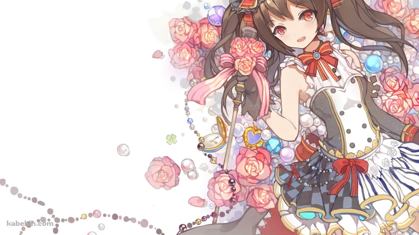 ピンクの薔薇の飾りがついたマイクを持つ矢澤にこ / ラブライブ!の壁紙(1366px x 768px) 高画質 PC・デスクトップ用