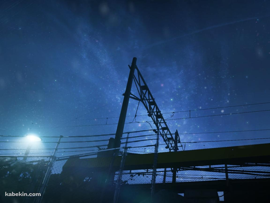 見上げた星空と線路の壁紙(1152px x 864px) 高画質 PC・デスクトップ用