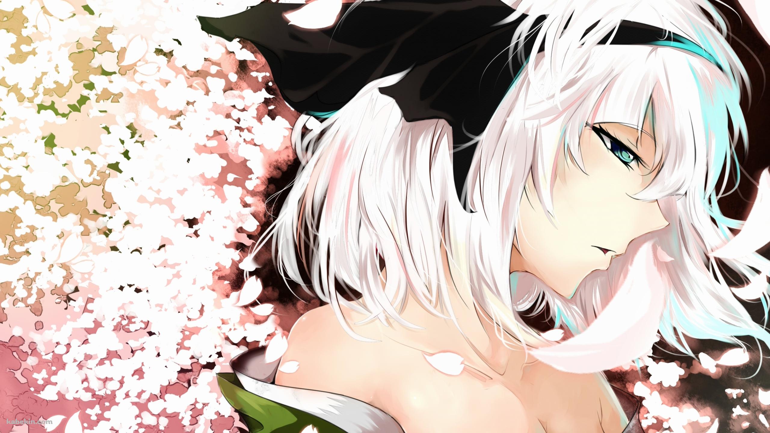 ピンクの花とうつむいている魂魄妖夢 / 東方の壁紙(2560px x 1440px) 高画質 PC・デスクトップ用