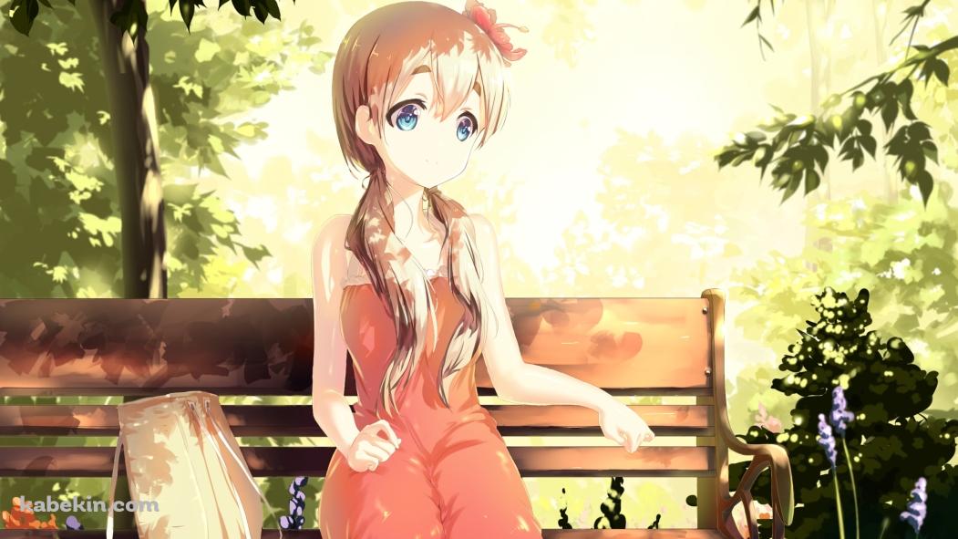 ベンチに座る琴吹紬 / けいおん!の壁紙(1051px x 591px) 高画質 PC・デスクトップ用