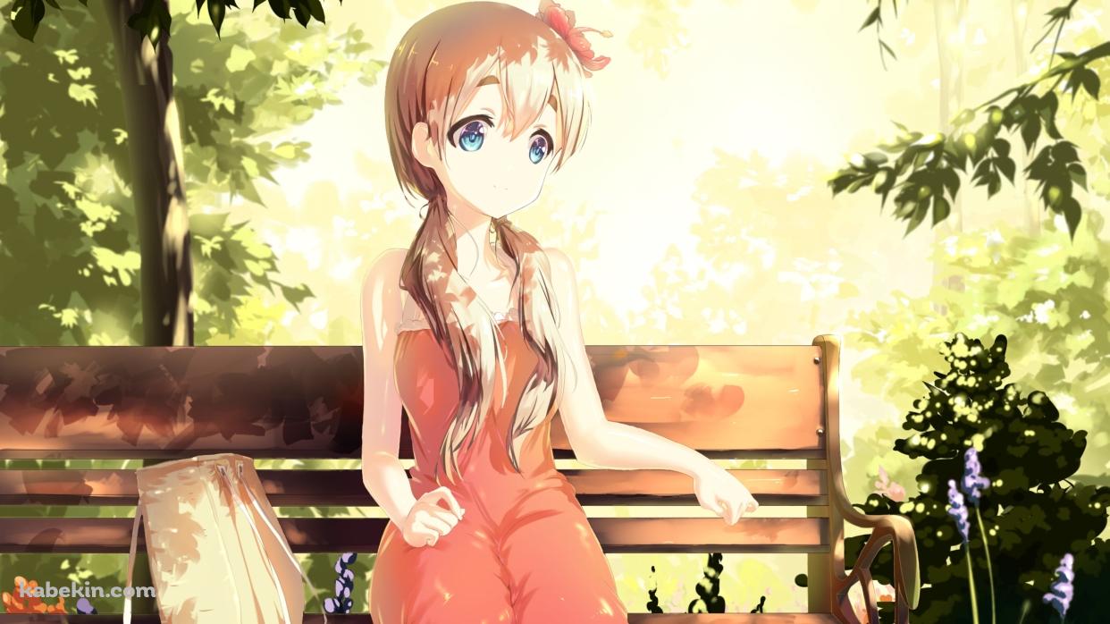 ベンチに座る琴吹紬 / けいおん!の壁紙(1242px x 698px) 高画質 PC・デスクトップ用