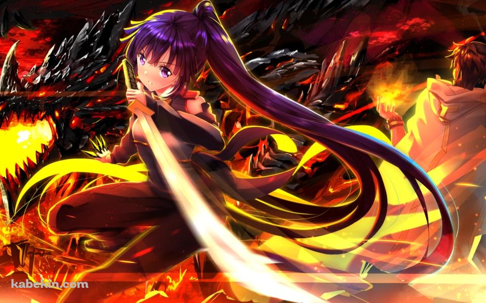 刀を振るうアカツキ / シロエ / 黒いドラゴン / ログ・ホライズンの壁紙(960px x 600px) 高画質 PC・デスクトップ用