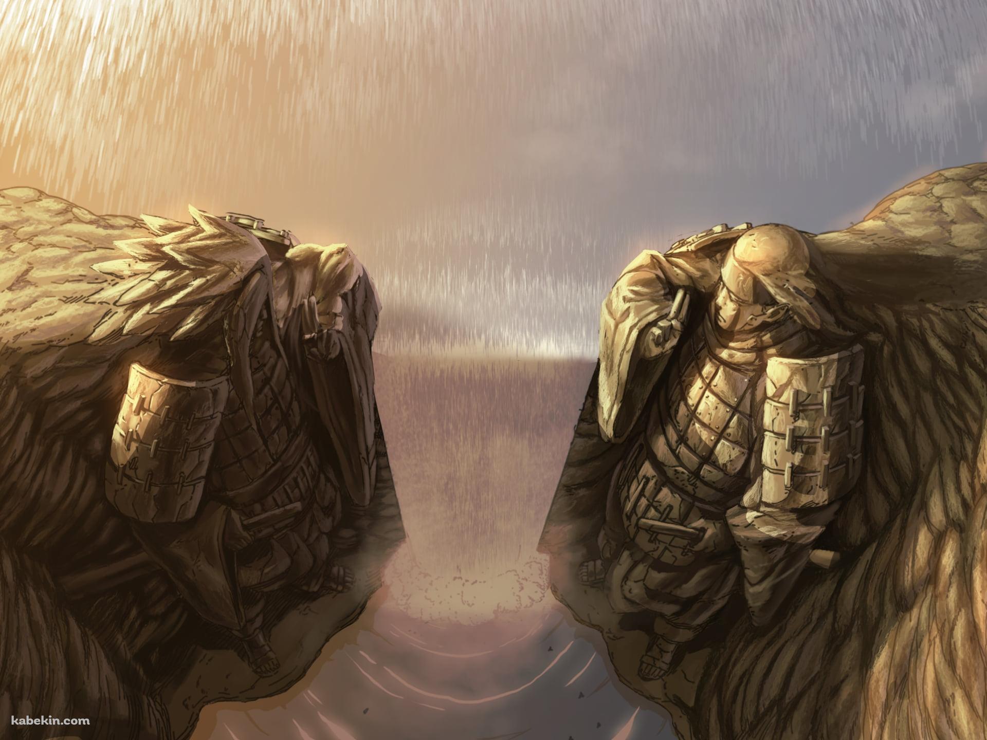 滝の近くにあるうちはマダラと千手 柱間の像 / NARUTOの壁紙(1920px x 1440px) 高画質 PC・デスクトップ用