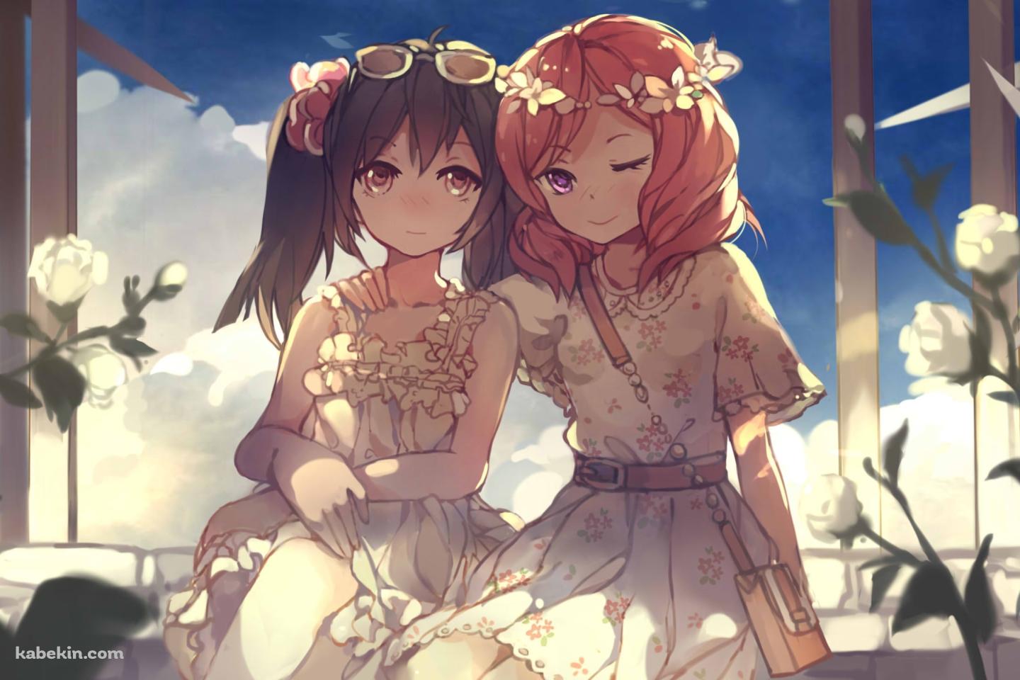 青空と肩を組む西木野真姫と矢澤にこ / ラブライブ!の壁紙(1440px x 960px) 高画質 PC・デスクトップ用