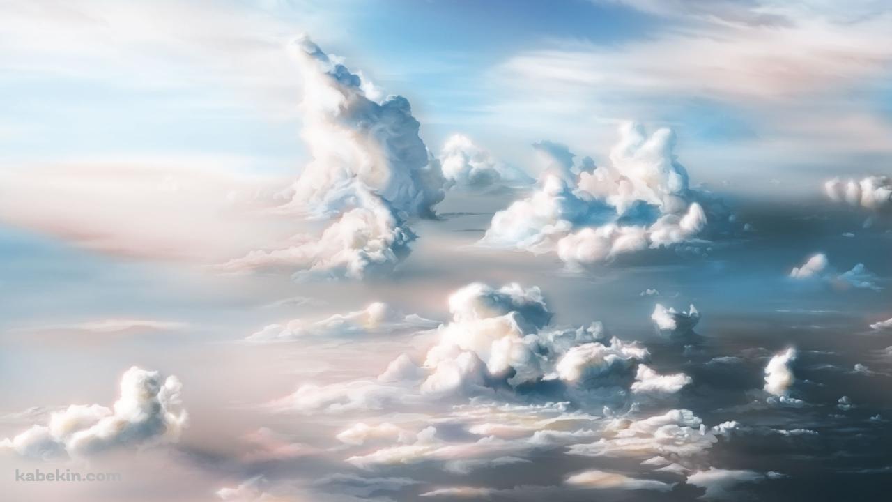 上空から見た背の高い雲 / 綺麗の壁紙(1280px x 720px) 高画質 PC・デスクトップ用