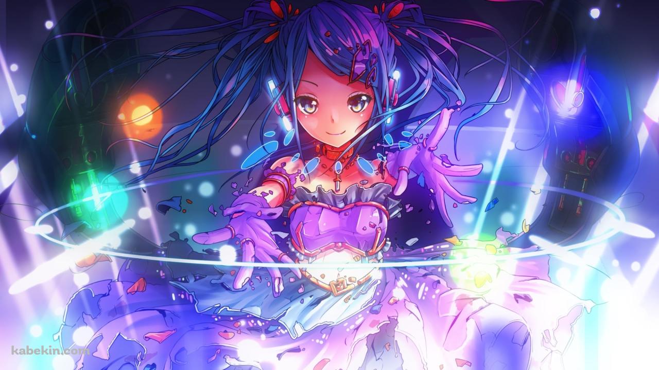 カラフルな光に囲まれた可愛い初音ミク / ボカロの壁紙(1280px x 720px) 高画質 PC・デスクトップ用