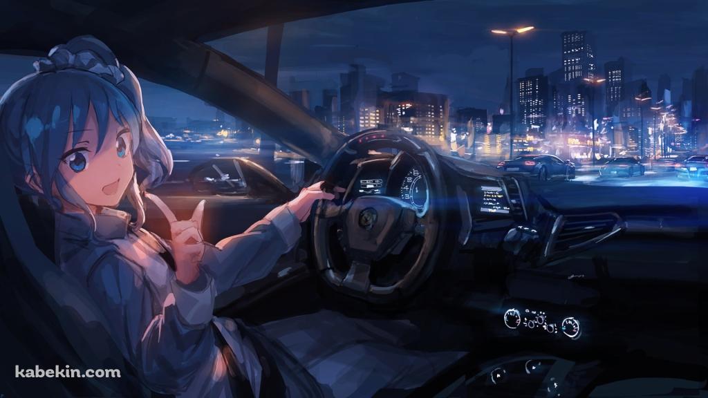 夜の街をドライブする初音ミク / ボカロの壁紙(1024px x 576px) 高画質 PC・デスクトップ用