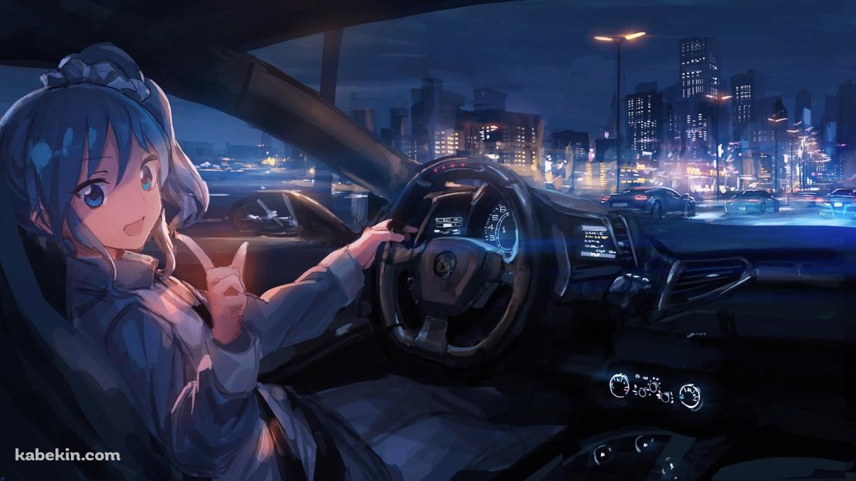 夜の街をドライブする初音ミク / ボカロの壁紙(1242px x 698px) 高画質 PC・デスクトップ用