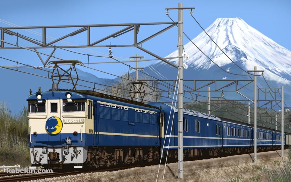 カートレイン九州 / 三日月が眠るヘッドマーク / 富士山の壁紙(960px x 600px) 高画質 PC・デスクトップ用