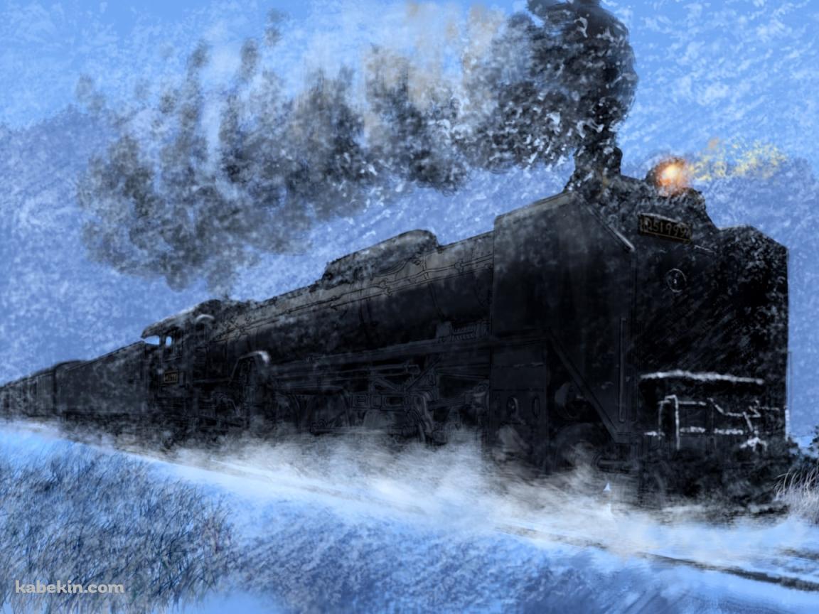 豪雪の中を走る黒い汽車の壁紙(1152px x 864px) 高画質 PC・デスクトップ用