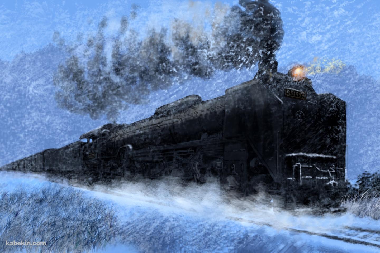 豪雪の中を走る黒い汽車の壁紙(1440px x 960px) 高画質 PC・デスクトップ用