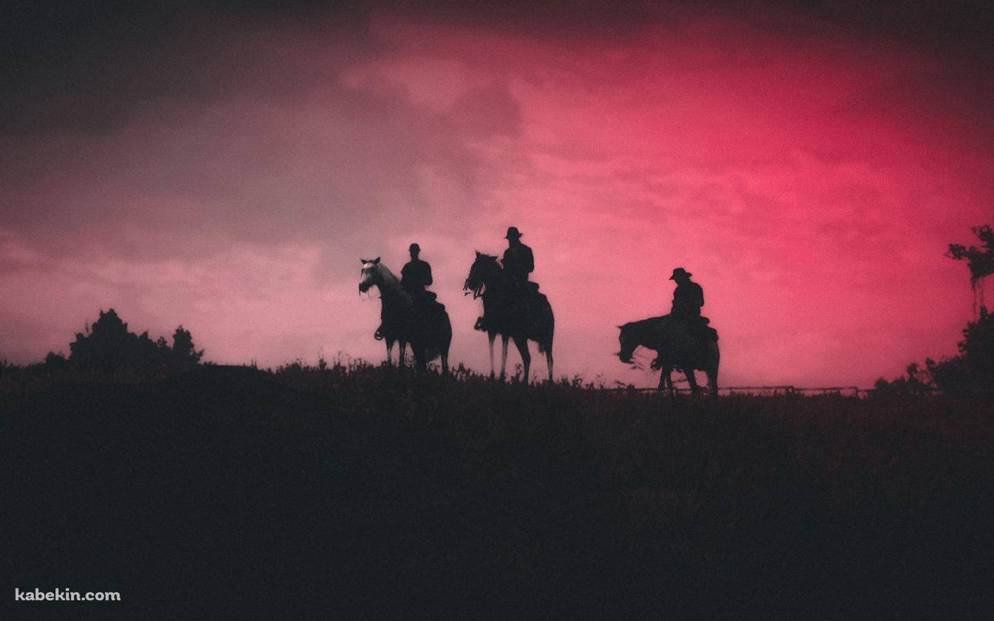 Red Dead Redemption / レッド・デッド・リデンプション / 赤く染まる空 / 3人のカウボーイの壁紙(1440px x 900px) 高画質 PC・デスクトップ用