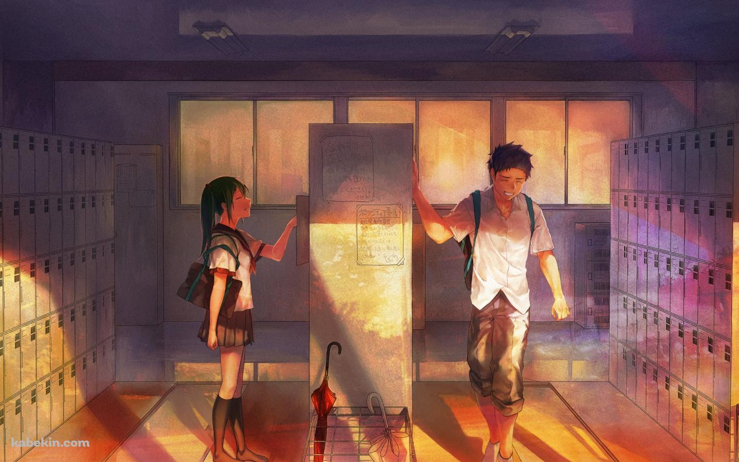 学校の下駄箱 / 登校 / 初音ミク / ハローグッバイの法則 / ボカロの壁紙(1440px x 900px) 高画質 PC・デスクトップ用