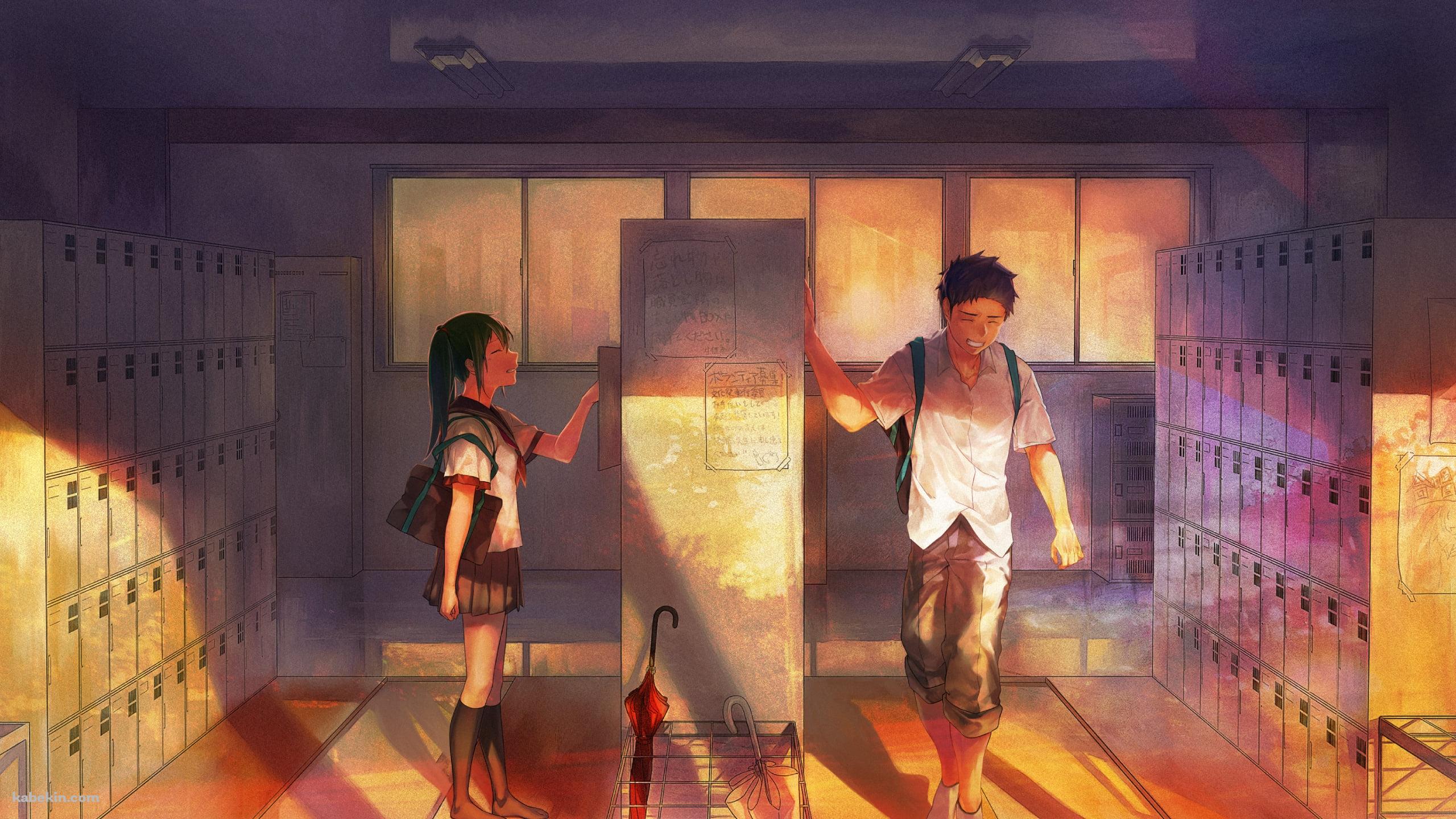 学校の下駄箱 / 登校 / 初音ミク / ハローグッバイの法則 / ボカロの壁紙(2560px x 1440px) 高画質 PC・デスクトップ用