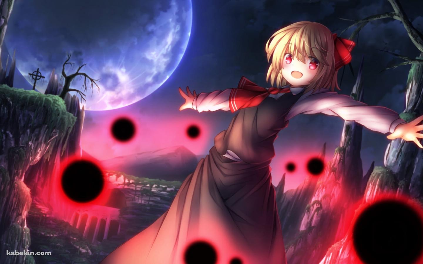 満月と両手を広げるルーミア / 東方紅魔郷の壁紙(1440px x 900px) 高画質 PC・デスクトップ用