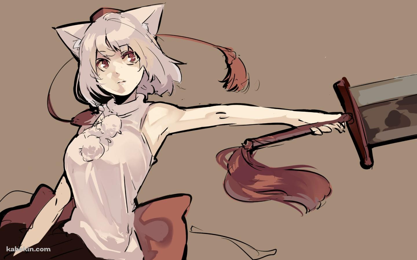 左手で大剣を振るう犬走椛 (いぬばしりもみじ) / 東方の壁紙(1440px x 900px) 高画質 PC・デスクトップ用
