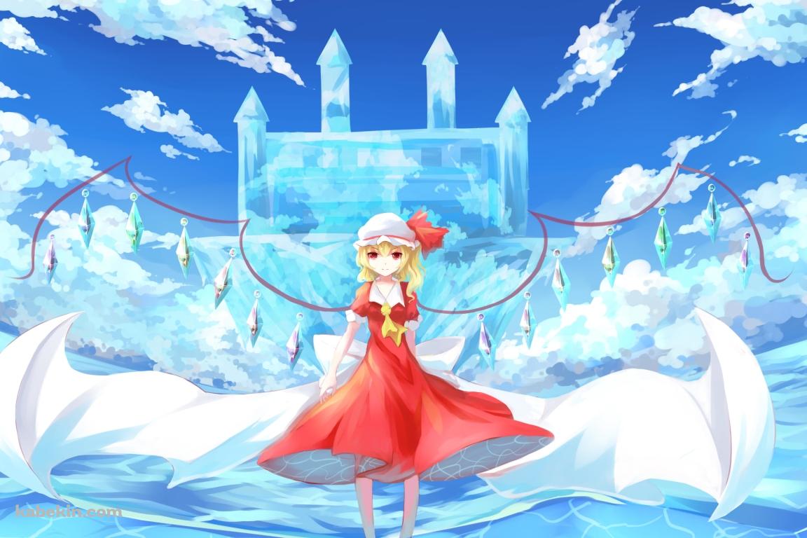 水の中に立つ赤いドレスを着たフランドール・スカーレット / 東方紅魔郷の壁紙(1152px x 768px) 高画質 PC・デスクトップ用