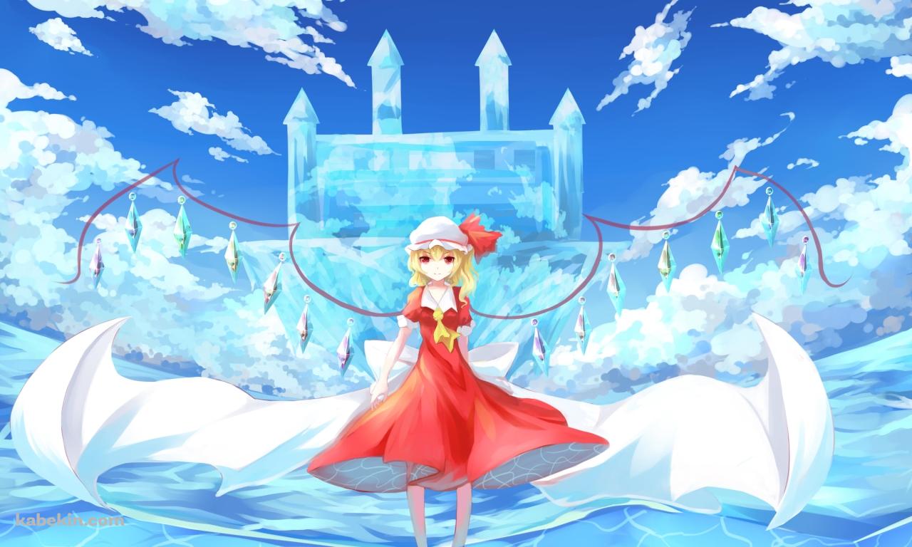 水の中に立つ赤いドレスを着たフランドール・スカーレット / 東方紅魔郷の壁紙(1280px x 768px) 高画質 PC・デスクトップ用