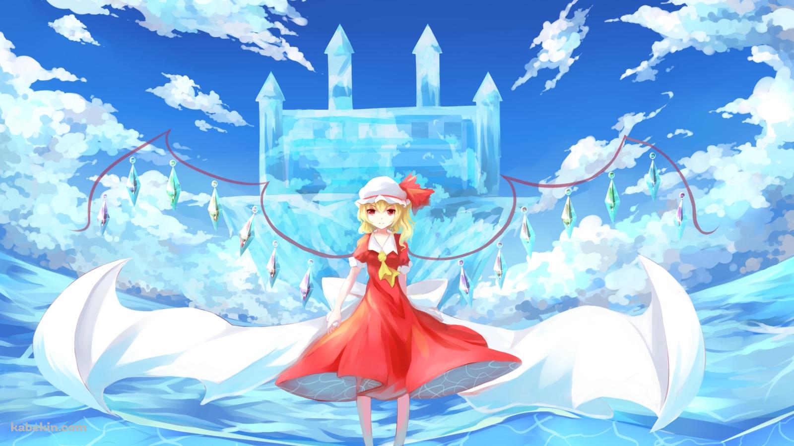 水の中に立つ赤いドレスを着たフランドール・スカーレット / 東方紅魔郷の壁紙(1600px x 900px) 高画質 PC・デスクトップ用