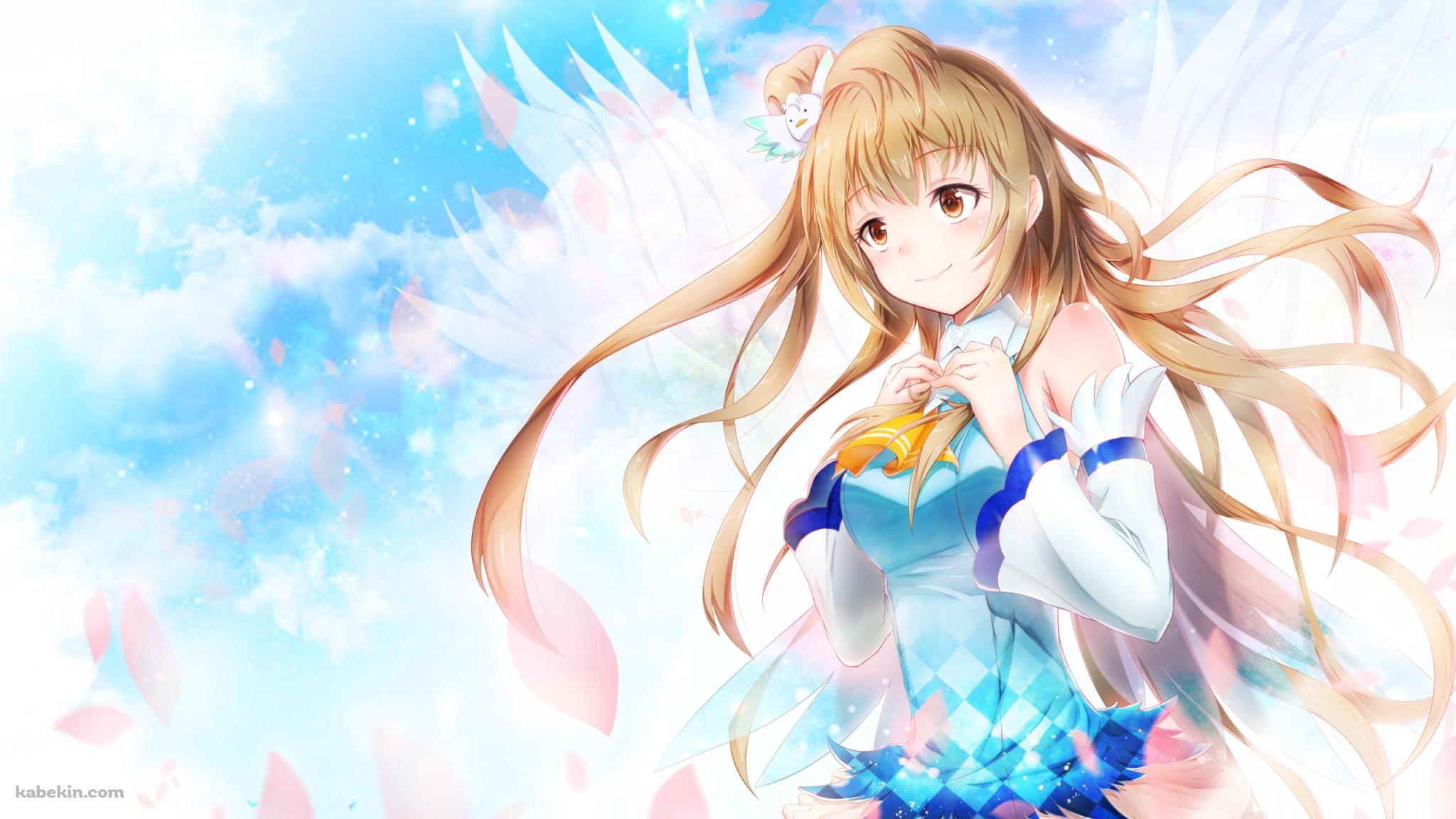 淡いタッチで描かれた胸元に手をあてる南ことり / ラブライブ!の壁紙(2048px x 1152px) 高画質 PC・デスクトップ用