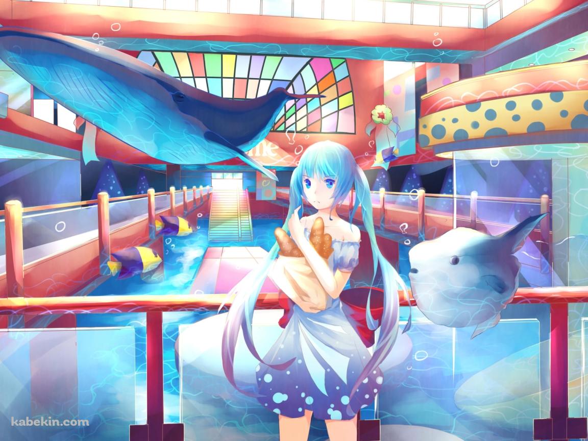 マンボウと鯨と初音ミク / ボカロの壁紙(1152px x 864px) 高画質 PC・デスクトップ用
