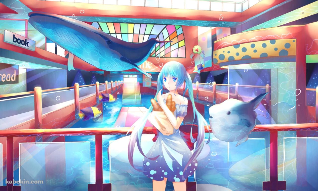 マンボウと鯨と初音ミク / ボカロの壁紙(1280px x 768px) 高画質 PC・デスクトップ用