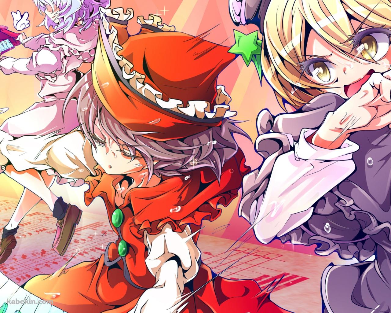 キーボードを弾くルナサ・プリズムリバー / リリカ・プリズムリバー / メルラン・プリズムリバー / 東方の壁紙(1280px x 1024px) 高画質 PC・デスクトップ用