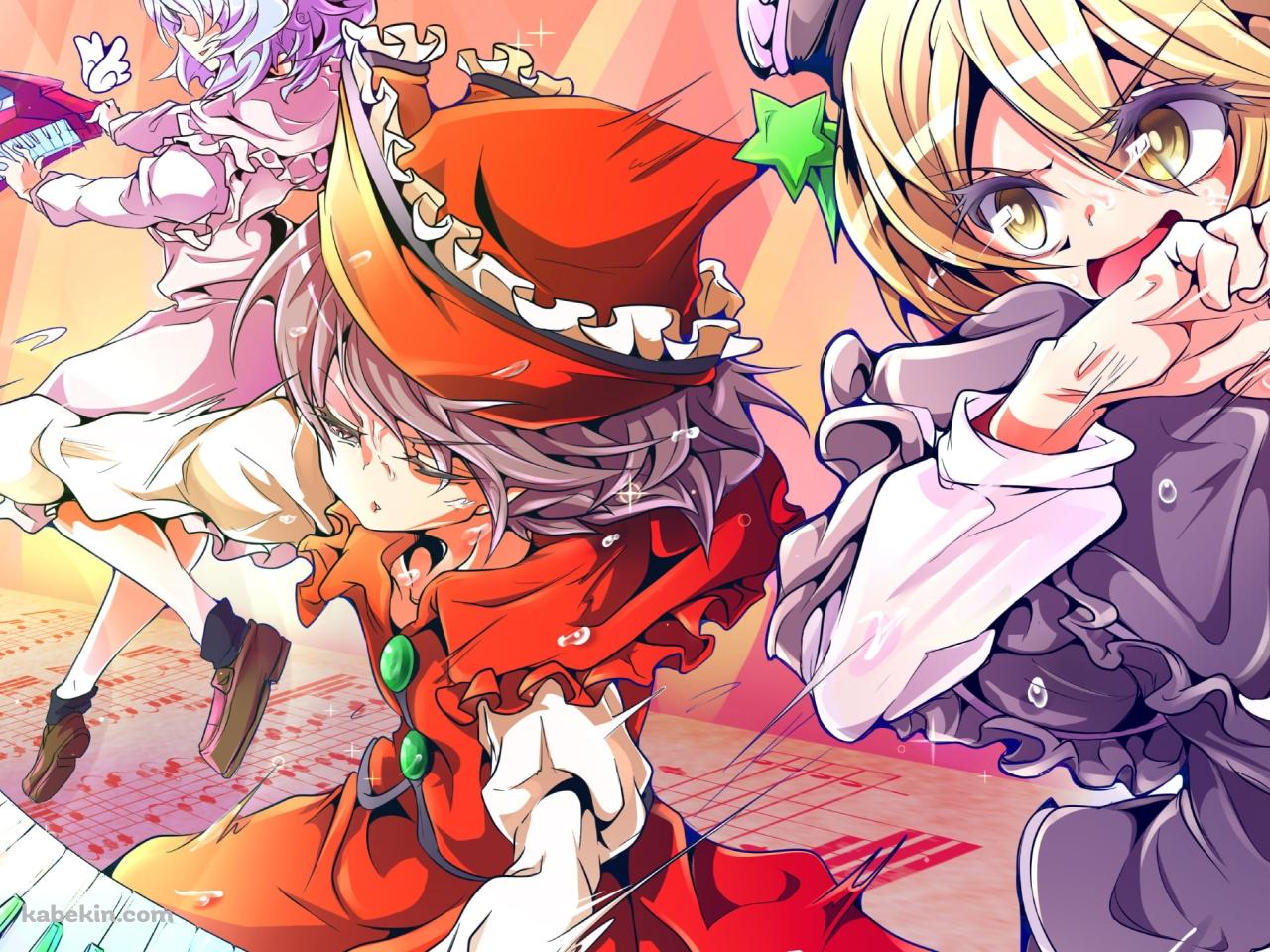 キーボードを弾くルナサ・プリズムリバー / リリカ・プリズムリバー / メルラン・プリズムリバー / 東方の壁紙(1280px x 960px) 高画質 PC・デスクトップ用