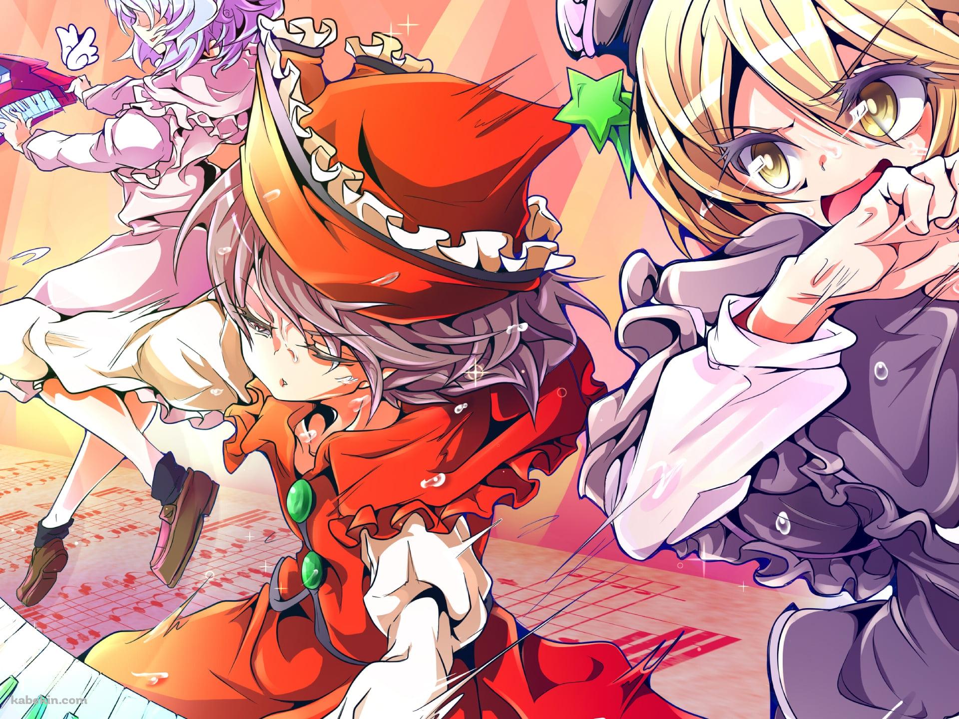 キーボードを弾くルナサ・プリズムリバー / リリカ・プリズムリバー / メルラン・プリズムリバー / 東方の壁紙(1920px x 1440px) 高画質 PC・デスクトップ用