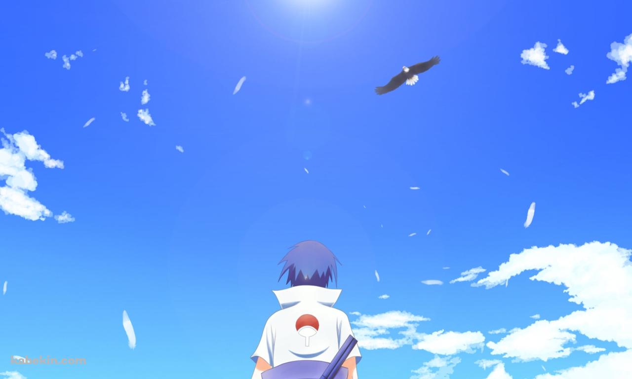空飛ぶ鷲を眺めるサスケ / NARUTOの壁紙(1280px x 768px) 高画質 PC・デスクトップ用