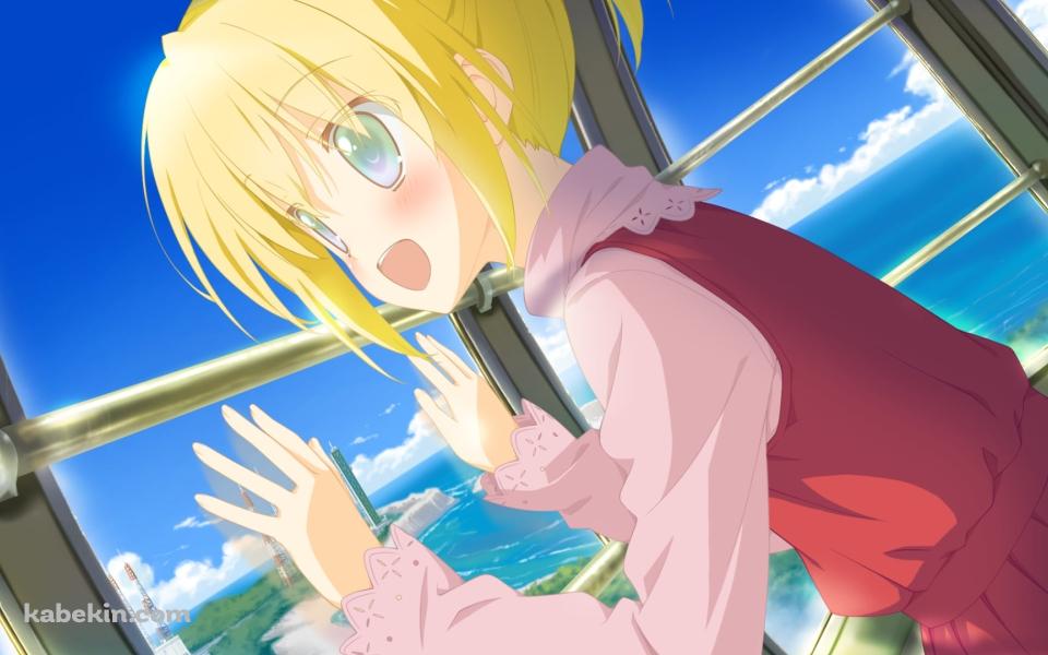 窓ガラス越しに外の景色を眺めるコロナ / ロボット少女 / アストラエアの白き永遠の壁紙(960px x 600px) 高画質 PC・デスクトップ用