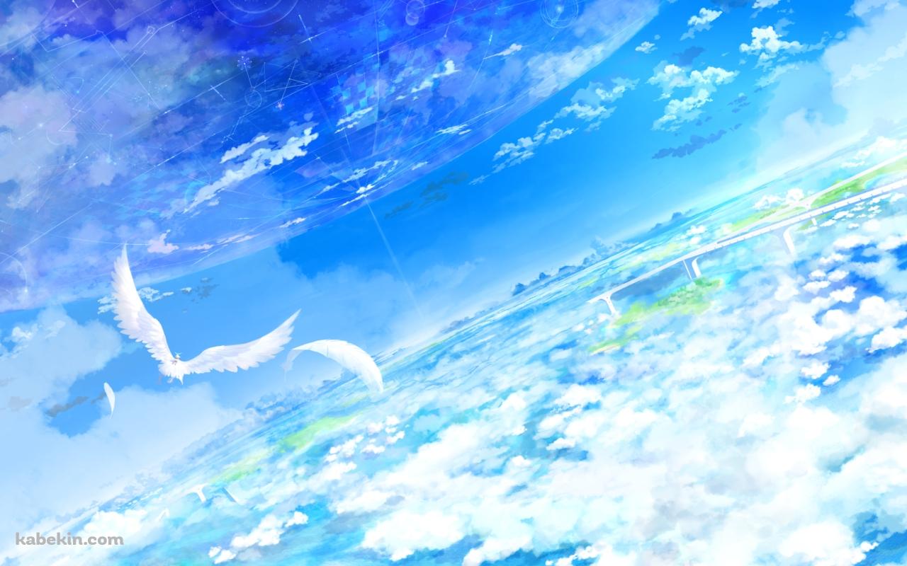 綺麗な青い空の上を飛ぶ白い鳥の壁紙(1280px x 800px) 高画質 PC・デスクトップ用