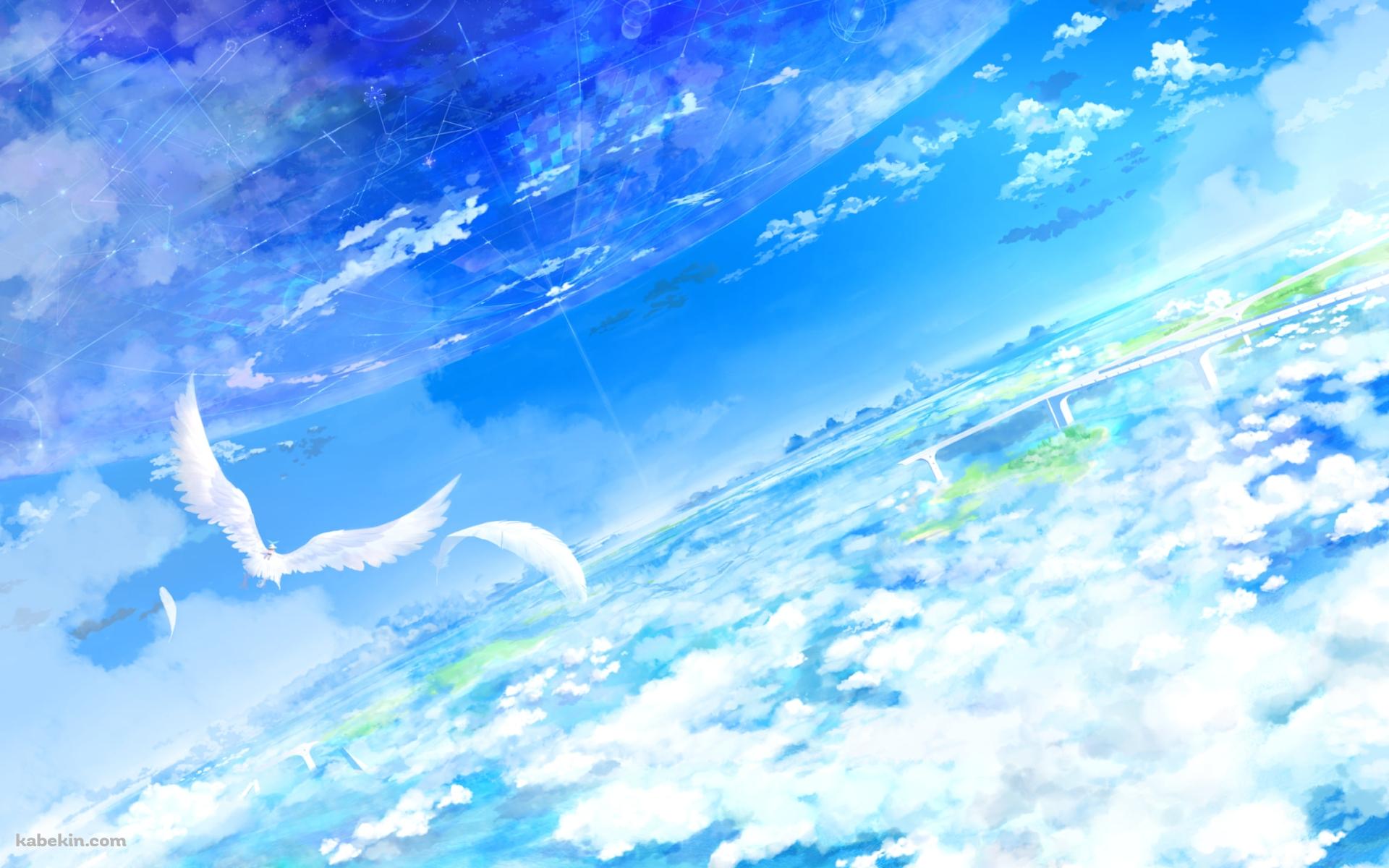 綺麗な青い空の上を飛ぶ白い鳥の壁紙(1920px x 1200px) 高画質 PC・デスクトップ用