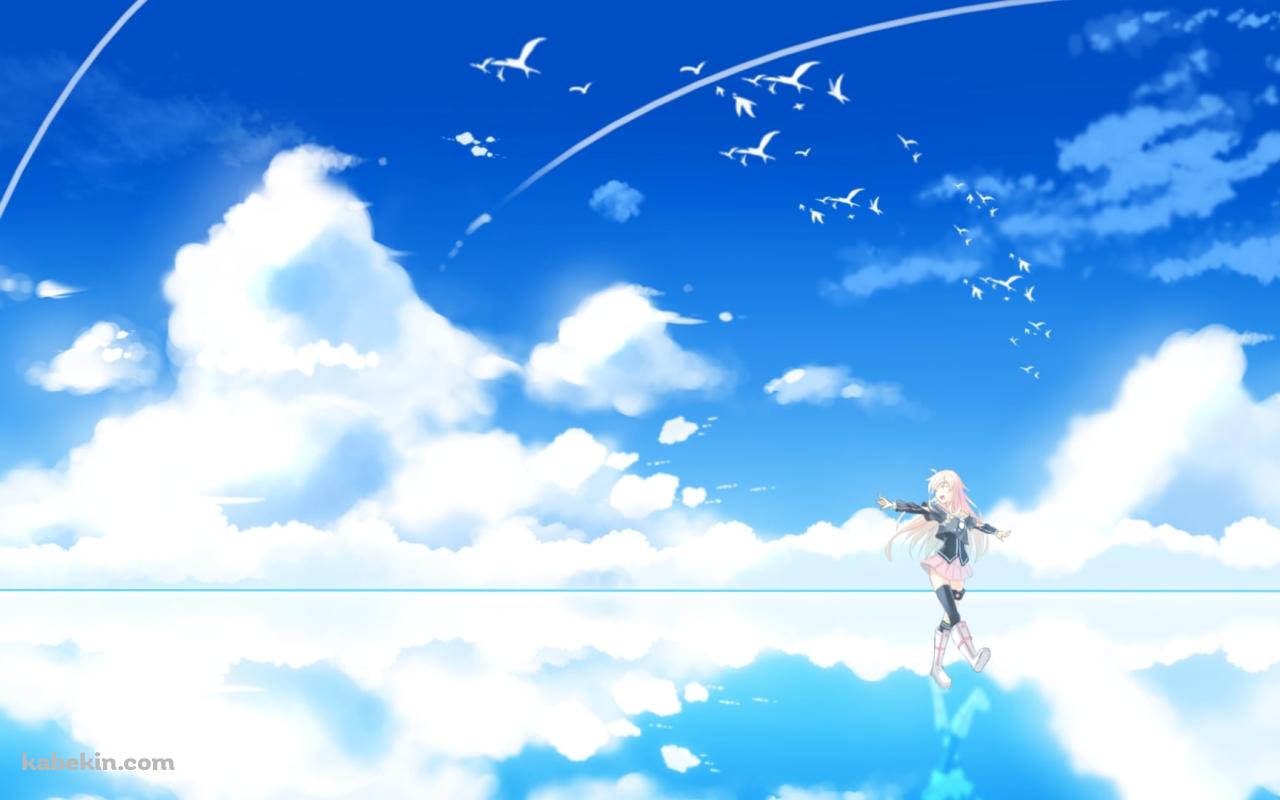 ウユニ湖の上ではしゃぐイア / 青空 / 白い羽 / ボカロの壁紙(1280px x 800px) 高画質 PC・デスクトップ用