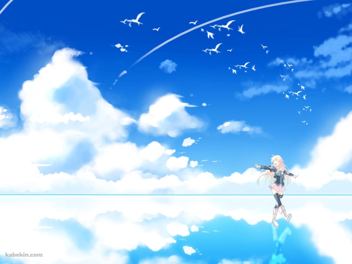 ウユニ湖の上ではしゃぐイア / 青空 / 白い羽 / ボカロの壁紙(1440px x 1080px) 高画質 PC・デスクトップ用