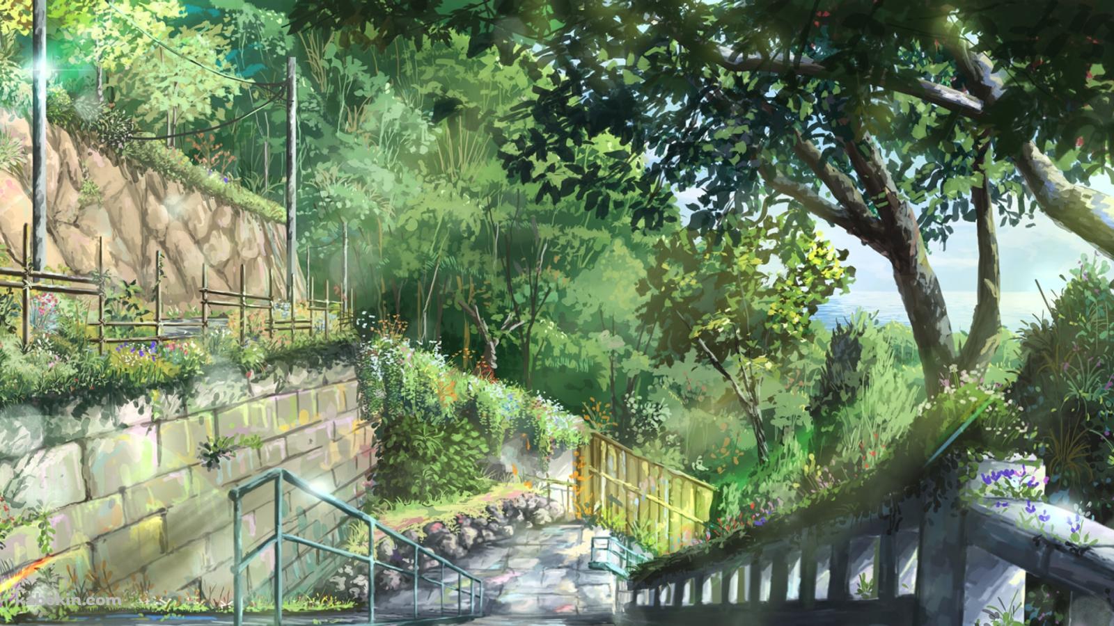 緑に囲まれた石の階段の壁紙(1600px x 900px) 高画質 PC・デスクトップ用