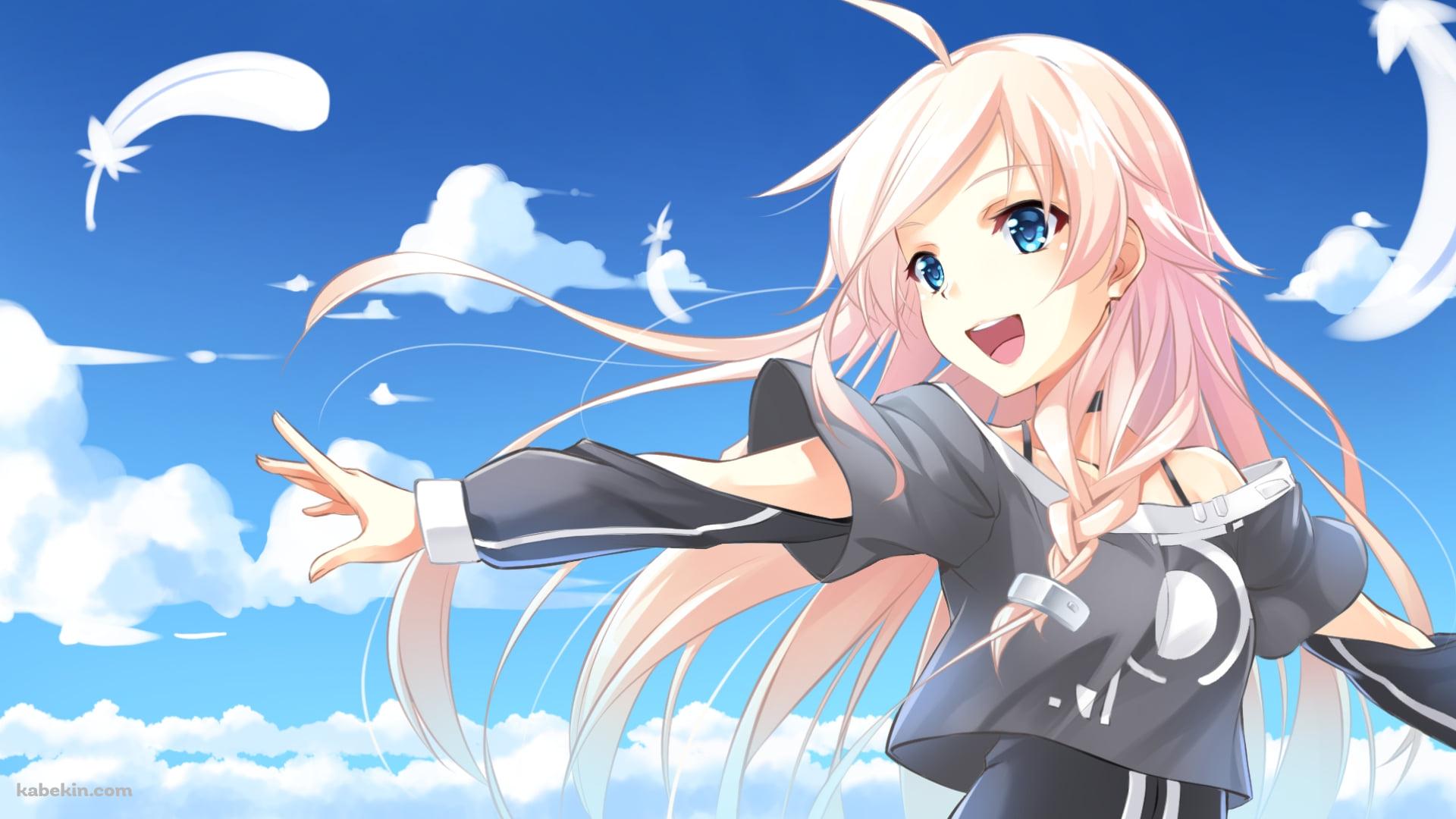 青空の下、両手を広げる可愛いイア / 白い羽 / ボカロの壁紙(1920px x 1080px) 高画質 PC・デスクトップ用