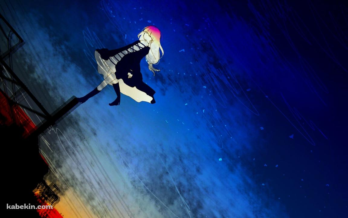 青い星と夜の街と聖白蓮 / 東方の壁紙(1152px x 720px) 高画質 PC・デスクトップ用