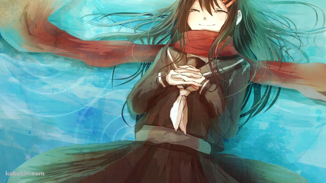 水の上に浮かぶセーラー服を着た楯山文乃 / メカクシティアクターズの壁紙(1280px x 720px) 高画質 PC・デスクトップ用