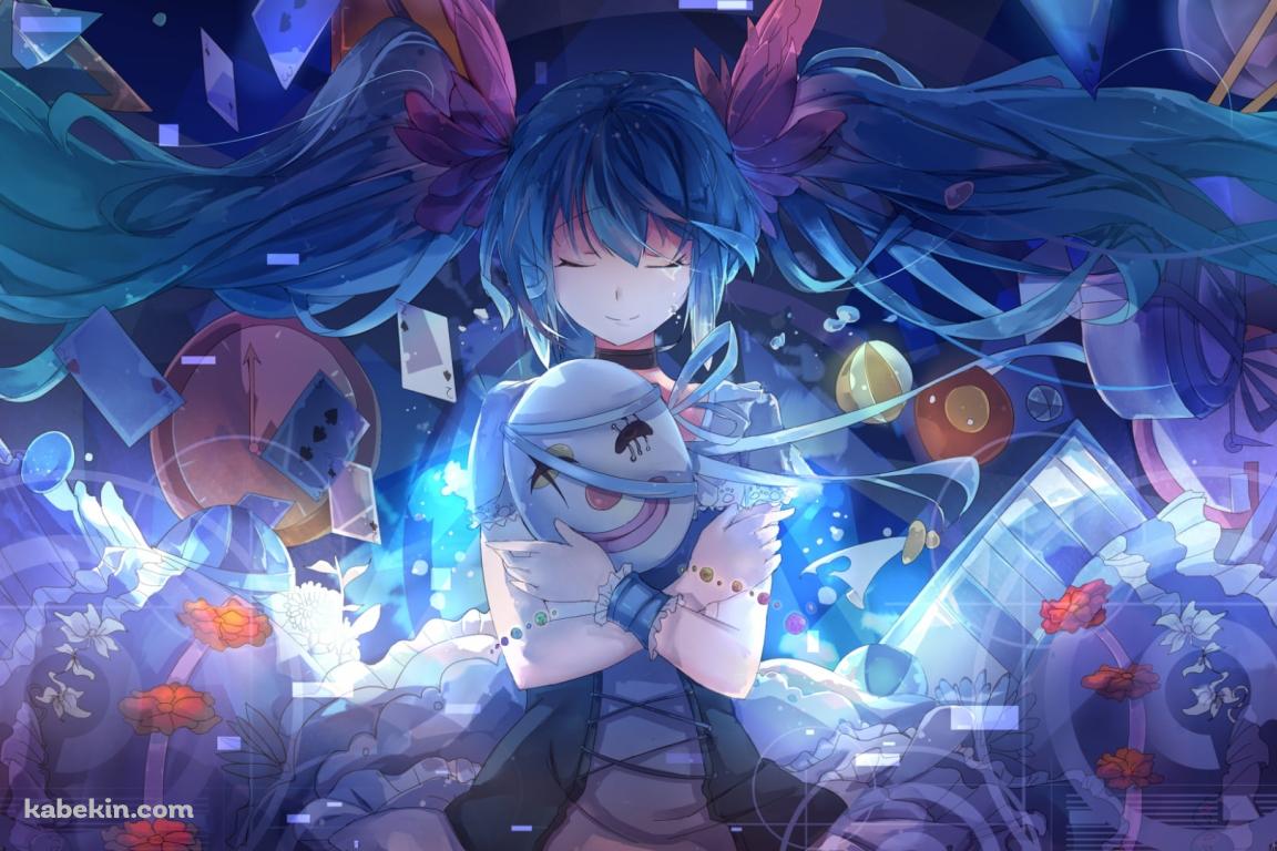 ピエロの仮面を持ち目をつぶる初音ミク / ボカロの壁紙(1152px x 768px) 高画質 PC・デスクトップ用