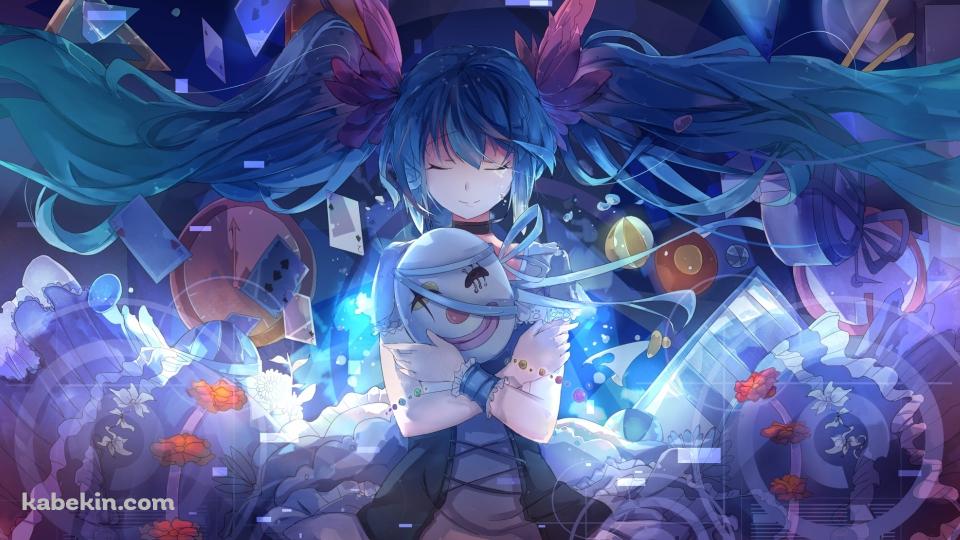 ピエロの仮面を持ち目をつぶる初音ミク / ボカロの壁紙(960px x 540px) 高画質 PC・デスクトップ用