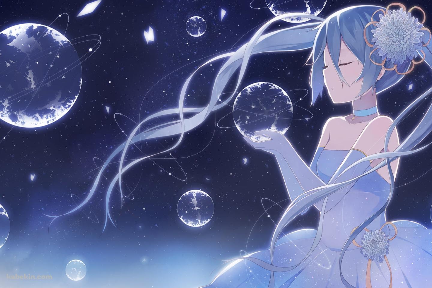 クリスタルの惑星を持つ初音ミク / ボカロの壁紙(1440px x 960px) 高画質 PC・デスクトップ用